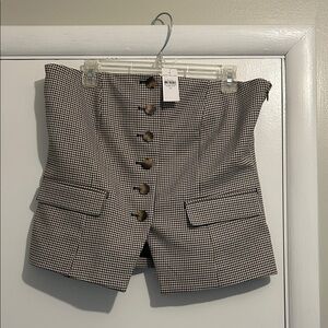 Ann Taylor Classic Brown and Tan Houndstooth Top